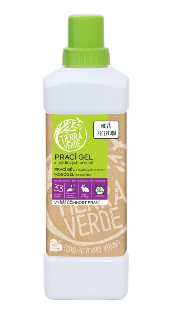 Tierra Verde -  Prací gel z mýdlových ořechů s BIO levandulovou silicí (lahev 1 l)