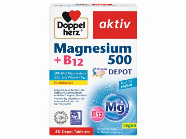 DoppelHerz Magnesium 500 + B 12 DEPOT