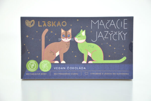 Čokoláda VEGAN s limetk. příchutí-Kočičí jazýčky LÁSKAO 80g