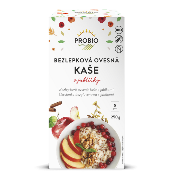 Kaše ovesná bezlepková s jablíčky 250 g BIO PROBIO